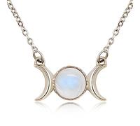 LMRJHAZM Bijoux Crystal Birthstone Triple Moon Goddess pour Les Femmes Hommes Hommes Filles, Dianty Crescent Moon Phase guérison Cadeaux d'anniversaire du Chakra pour la mère Sœur Friends Bijoux