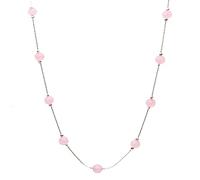 LMRJHAZM Bijoux Rose Quartz Stone Beads Station Illusion Sterling Silver Silver Chain pour femmes, pierre précieuse en métal, Quartz bijoux pour filles