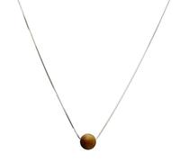 LMRJHAZM Bijoux Round 10 mm Tiger Eye Stone Station Sterling Silver Box Chain Adjustable Réglable de 20 "+2" bijoux pour les filles