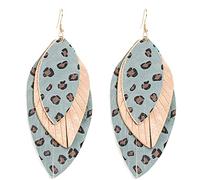LMRJHAZM Boucles d'oreilles en cuir en cuir en couches boho pour femmes vintage léopard imprimé long grand été drop sted hook étalon léger