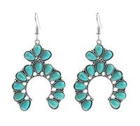 LMRJHAZM Boucles d'oreilles enjènes turquoise pour femmes pour les filles Bohemian U-Toné Bohemian U Blue Birthstone Stone Drop Sangling Fish Hook Studs Oreing Oreing Lightweight Boho vintage