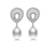 LMRJHAZM Boucles d'oreilles perlées naturelles en eau douce de perle de perle zircon grosse boucle d'oreille 925 bijoux pour les femmes cadeaux