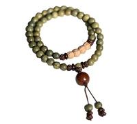 LMRJHAZM Bracelet Panzhu, Rosaire Bouddhiste, Perles de Chapelet, Bracelet de Santal Vert Bracelet Tibétain Méditation Bouddhiste Natural Wood Mala Perle Collier Collier Collier Bijoux