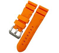 LMRJHAZM Broupe de montée en caoutchouc 22 mm 24 mm 26 mm Slicon Watch Strap Fit pour Panerai Submersible Luminor Pam Green Blue Bracelet imperméable (Couleur: Pin d'orange, taille: 26 mm)