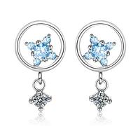 LMRJHAZM Cellacity Sweet Fresh Circle 925 Boucles d'oreilles bijoux pour femmes pour femmes Aquamarine oreille gouttes étudiants datant