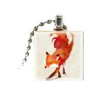 LMRJHAZM Collier de Renard en Argent Sterling 925 pour Femmes et Hommes, Pendentif de Peinture de Renard en Cristal, Collier de chaîne à Billes, Collier Initial en Or Fox Girl, Bijoux de Renard pour