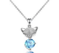 LMRJHAZM Collier de Renard en Argent Sterling 925 pour Femmes et Hommes, Pendentif de Peinture de Renard en Cristal, Collier de chaîne à Billes, Collier Initial en Or Fox Girl, Bijoux de Renard pour