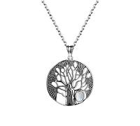 LMRJHAZM Collier Pendentif Arbre en Pierre de Lune Naturelle pour Femmes, Bijoux Fins 925, Vie Quotidienne, Anniversaire, fabriqué en Chine