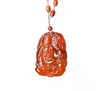 LMRJHAZM Collier Pendentif en Jade Rouge Naturel Feng Shui pour Femmes, véritable Yoga, calcédoine, Agate, Dragon Descendant, déesse de la miséricorde