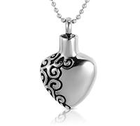 LMRJHAZM Collier pour Femmes/Hommes, pendentifs d'urne en Croix, Bijoux de Cendres de Chien, Pendentif argenté/Noir de crémation, chaîne perlée, Colliers de Cendres, Cadeau