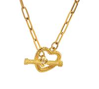 LMRJHAZM Colliers à Bascule délicats et Brillants en CZ pour Femmes et Filles, chaîne épaisse en Forme de cœur d'amour avec Fermoir à Bascule - Pendentif à Bascule Classique, Boucle OT avec