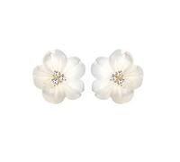 LMRJHAZM CZ Shell Pearl Flower Stud Oreads For Women Girls 925 STERLING Silver 14k Gold plaqué hypoallergénique Crystal mignon petite déclaration florale cartilage tragus post-mode d'anniversaire