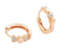 LMRJHAZM Double amour cœur zircon cubique petites boucles d'oreilles créoles pour femmes et filles en argent sterling 925 cartilage minuscule mignon huggie cerceaux hypoallergéniques nickel bijoux de