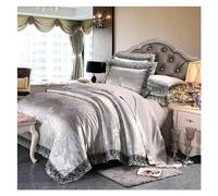 LMRJHAZM Ensemble de literie à Quatre pièces 4 pièces argentées Marron Luxueuse en Satin de Luxe en Satin en Dentelle de literie en Dentelle Double Reine King Size Couche de lit de lit de lit de lit