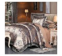 LMRJHAZM Ensemble de literie à Quatre pièces 4 pièces argentées Marron Luxueuse en Satin de Luxe en Satin en Dentelle de literie en Dentelle Double Reine King Size Couche de lit de lit de lit de lit