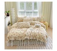 LMRJHAZM Ensemble de literie à Quatre pièces French Litrage Rural Small Flowers Couvrette Couvre-lit matelassé Préparer la Jupe en Dentelle Double Lace.