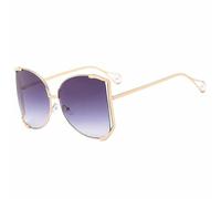 LMRJHAZM Fashion Overashed Frame Pearl Decoration Metal Sunglasses Femmes Luxury Luxury Street Street Snap Sun Glasses UV400