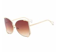 LMRJHAZM Fashion Overashed Frame Pearl Decoration Metal Sunglasses Femmes Luxury Luxury Street Street Snap Sun Glasses UV400