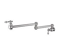 LMRJHAZM Faute-laiton massif de robinet de cuisine froide, robinet de cuisine à casserole murale murale avec bras oscillant à double joint extensible, chrome (brossé)