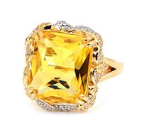 LMRJHAZM Girl Products Luxueuse bague de mariage en oxyde de zirconium jaune pour femme et Glod Vintage Grande bague de fiançailles Cadeau de fête, 7, A