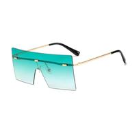 LMRJHAZM Metal Rimless One Piece Lunettes de soleil Femmes Hommes Mode Luxe Tendance Punk Lunettes de soleil surdimensionnées UV400