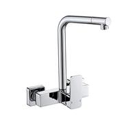 LMRJHAZM Mont à montage mural robinets de cuisine, cuivre pour lavabo à lavabo de cuisine, rotatif chaud et froid, chrome commercial b
