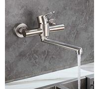 LMRJHAZM Mont à montage mural robinets de cuisine, cuivre pour lavabo à lavabo de cuisine, rotatif chaud et froid, chrome commercial b