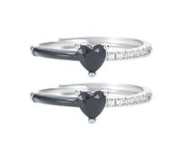 LMRJHAZM Produits de fille 2pcs Hug de ciel Ring d'émail noir, Ring de zircone de cœur ajusté, à mon amour, je vous tiendrai dans mon cœur Anneau personnalisé, Self Love Coutte à moitié émail,