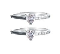 LMRJHAZM Produits de fille 2pcs Hug de ciel Ring d'émail noir, Ring de zircone de cœur ajusté, à mon amour, je vous tiendrai dans mon cœur Anneau personnalisé, Self Love Coutte à moitié émail,