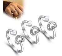 LMRJHAZM Produits de fille L'amour entre une grand-mère et la petite-fille est pour toujours Ring, 3 PCS ajusté ouverture double coeur amour anneaux