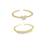 LMRJHAZM Produits de fille pour l'amour - Partners in Love Heart Custom Birthstone Ring, 2pcs Open personnalisé Promesse Love Fashion Cumbic Zirconia Ring Set, Dainty Empileing Rings Family