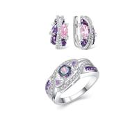 LMRJHAZM PRODUITS GIRLE RING COLET POUR LES FEMMES, Bague de zircon brillant, bague à double cœur, anneaux de promesse, à la bague de mes sœurs, coeur Band Dainty Promise Angls de mariage, pour les