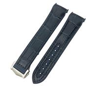 LMRJHAZM TEYSHA 19 mm 20 mm 21 mm 22 mm Band de montre en caoutchouc ajustement pour Omega Planet Ocean Diver 300 Silicone Sports Nylon Sports Witch (Couleur: Blue White Cuir, Taille: 21 mm)