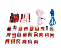 Lmrysalque Kit d'apprentissage de carte de développement pour débutants, capteurs de programmation graphique avec module LED et câbles