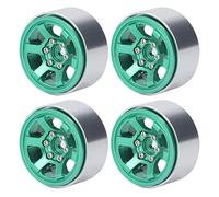 Lmrysalque Lot de 4 moyeux de roue RC en alliage d'aluminium CNC RC pour profil de pneu de 1,9" (vert)