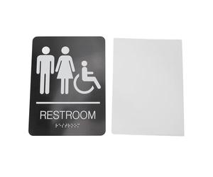 Lmrysalque Plaque de salle de bain autocollante élégante en acier inoxydable avec texte en relief, braille