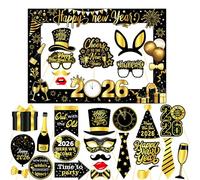 LMSHOWOWO 28PCS Accessoires de Photobooth Nouvel an, 2026 Photo Booth Props Cadre, Accessoires de Photomaton pour Selfie de Bonne Anée, Selfie Cadre Photo, pour Decoration Nouvel an 2026