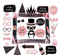 LMSHOWOWO 30 Pcs Accessoires de Photobooth Anniversaire, Or Rose Cadre Photocall Gonflable, Haute Qualité Accessoires de Photomaton, Cadre Anniversaire photomaton, pour Femmes Filles Fêtes Décoration