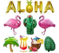 LMSHOWOWO 7PCS Collier de Fleurs Hawaienne, Tropical Hawaien Lei avec Bracelets Bandeaux Ananas Lunettes de Soleil, Hawaiian Fleurs Guirlande, pour Costume Hawaïen Décoration de Fête Hawaïenne