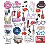 LMSHOWOWO TS Lot de 34 accessoires de décoration d'anniversaire Taylor, paroles de musique, accessoires de photomaton pour garçons et filles, amateurs de musique, concert de célébrités