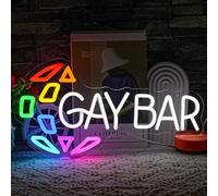 LMSIGNLY Bar Open Neon signe gay bar LED néon lumière arc-en-ciel LED signe pour bar fenêtre d'affaires pub café homme grotte club restaurant ouvert signe décor cadeaux