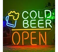 LMSIGNLY Enseigne néon bière froide Open lumière LED pour bière décoration murale néon vin lumière pour bar pub cheer enseigne LED pour cave d'homme home store party bistro décoration murale