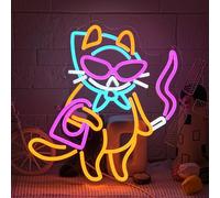 LMSIGNLY Panneau néon chat refroidi pour décoration murale, lumière néon chat, refroidi avec interrupteur dimmable, alimenté par USB, panneau néon chat refroidi pour chambre à coucher, bar