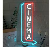 LMSIGNLY Panneau néon de cinéma réglable avec flèche LED pour décoration murale - Panneau néon LED pour cinéma - Éclairage de panneau de cinéma pour salle de cinéma à domicile, fête, théâtre