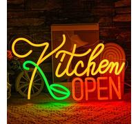 LMSIGNLY Panneau néon ouvert pour décoration murale - Panneau lumineux pour magasin de restaurant - Lumière néon LED alimentaire - Pour restaurant, cuisine, boutique, collation, fête (40,6 x 25,4 cm)