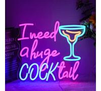 LMSIGNLY Panneau néon pour cocktail pour décoration murale, lettre LED, panneau néon LED pour bar, lumières néon colorées pour bar, cuisine, restaurant