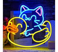 LMSIGNLY Signe néon chat pour décoration murale - Motif canard - Lumière néon - LED - Alimenté par USB - Pour chambre à coucher, zoo, animal de compagnie - Décoration de maison (33,5) x 12,9"