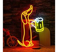 LMSIGNLY Signe néon pour décoration murale en forme de teckel - Lumière néon - Pour animal de compagnie, bar, pub, fête, amoureux du chien