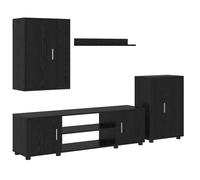 LMT - TOP@Ensemble de meuble TV 4 pièces Montage mural 4 pcs - CLARENCE - Support/Armoire de Télévision Chêne noir CC41220