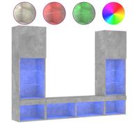 LMT - TOP@Unités murales TV et LED 5 pcs - CLARENCE - Support/Armoire de Télévision gris béton - Bois d'ingénierie CC49625